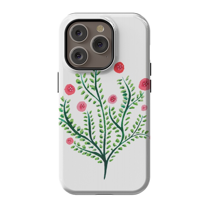 iPhone 14 Pro StrongFit Spring Plant In Pink And Green by Boriana Giormova