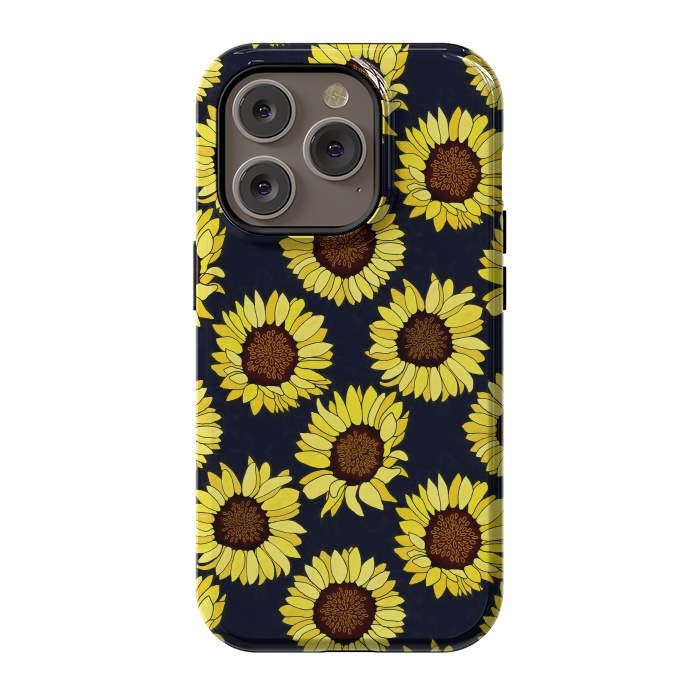 iPhone 14 Pro StrongFit Navy - Sunflowers Are The New Roses! by Tigatiga