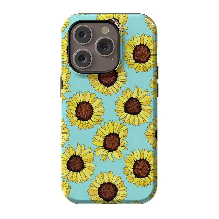 iPhone 14 Pro StrongFit Aqua - Sunflowers Are The New Roses!  by Tigatiga
