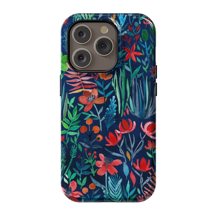 iPhone 14 Pro StrongFit Tropical Ink Watercolor Garden by Micklyn Le Feuvre
