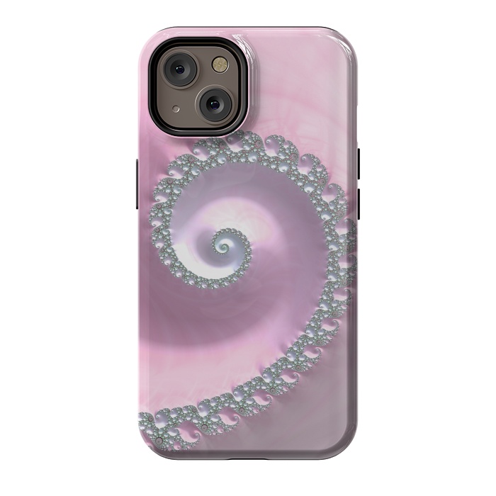 iPhone 14 StrongFit Pink Pastel Fractal Swirl by Andrea Haase