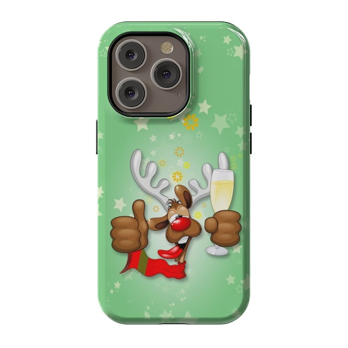 iPhone 14 Pro StrongFit Reindeer Drunk Funny Christmas Character by BluedarkArt