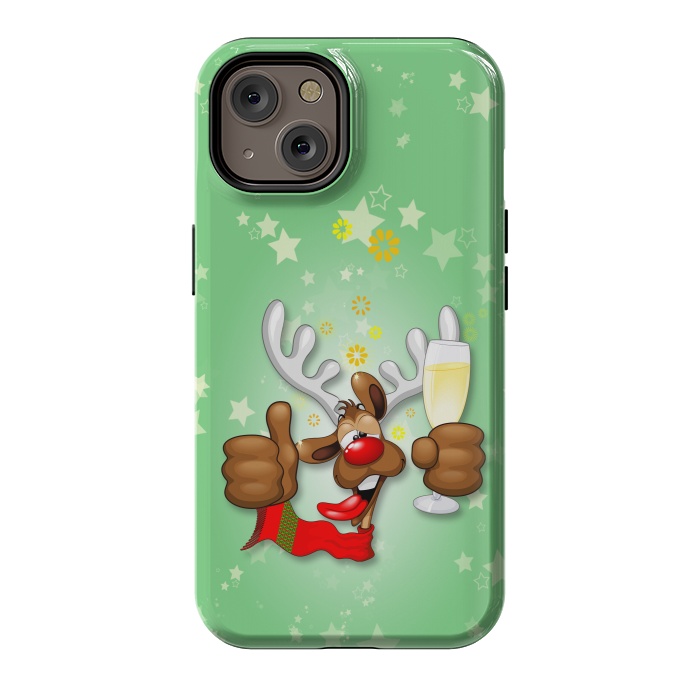 iPhone 14 StrongFit Reindeer Drunk Funny Christmas Character by BluedarkArt