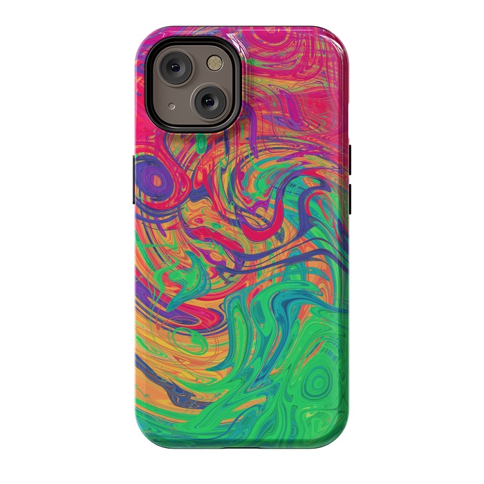 iPhone 14 StrongFit Abstract Multicolored Waves by Art Design Works