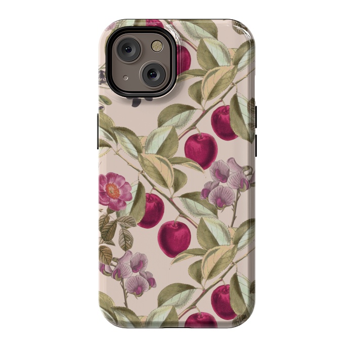 iPhone 14 StrongFit Pink Fruits and Flowers Pattern  by Zala Farah