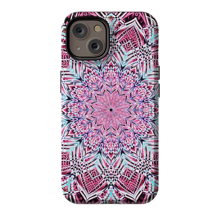 iPhone 14 StrongFit Berry Pink Detailed Mandala by Micklyn Le Feuvre