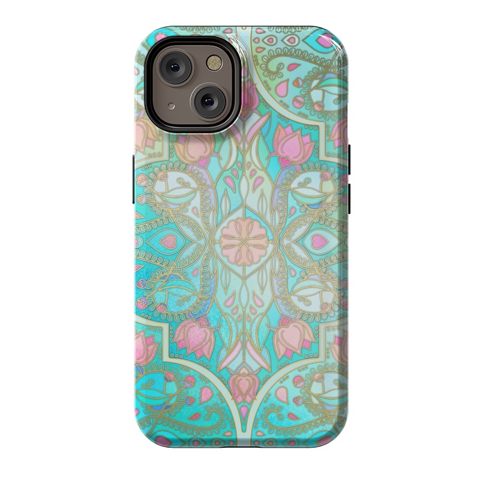 iPhone 14 StrongFit Floral Moroccan in Spring Pastels by Micklyn Le Feuvre