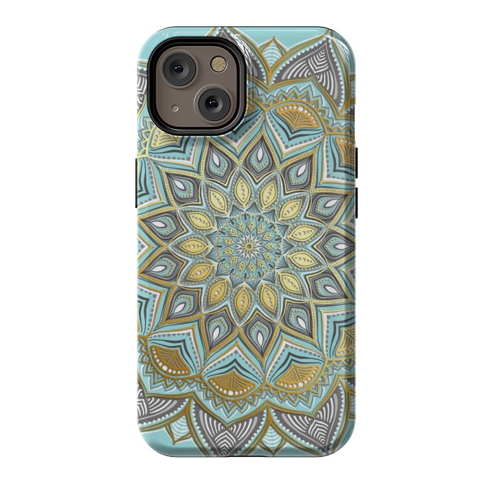iPhone 14 StrongFit Sunny Skies Gilded Lace Medallion by Micklyn Le Feuvre