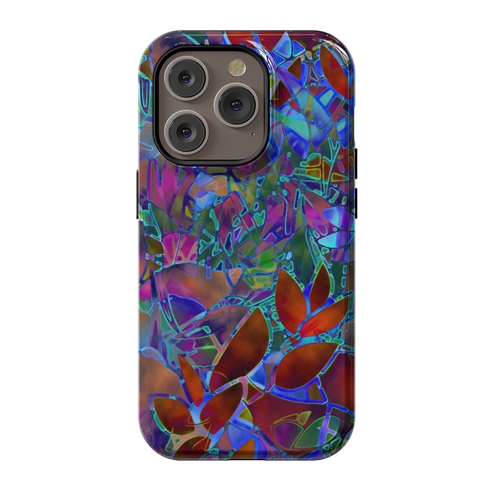 iPhone 14 Pro StrongFit Floral Abstract Stained Glass G174 by Medusa GraphicArt