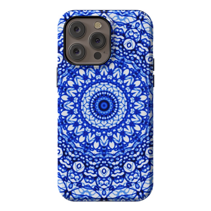 iPhone 14 Pro max StrongFit Blue Mandala Mehndi Style G403  by Medusa GraphicArt
