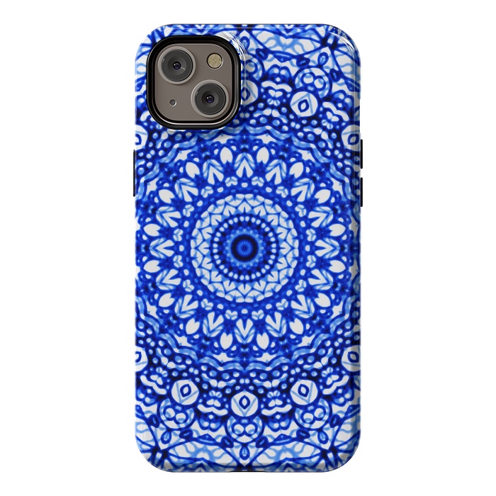 iPhone 14 Plus StrongFit Blue Mandala Mehndi Style G403  by Medusa GraphicArt