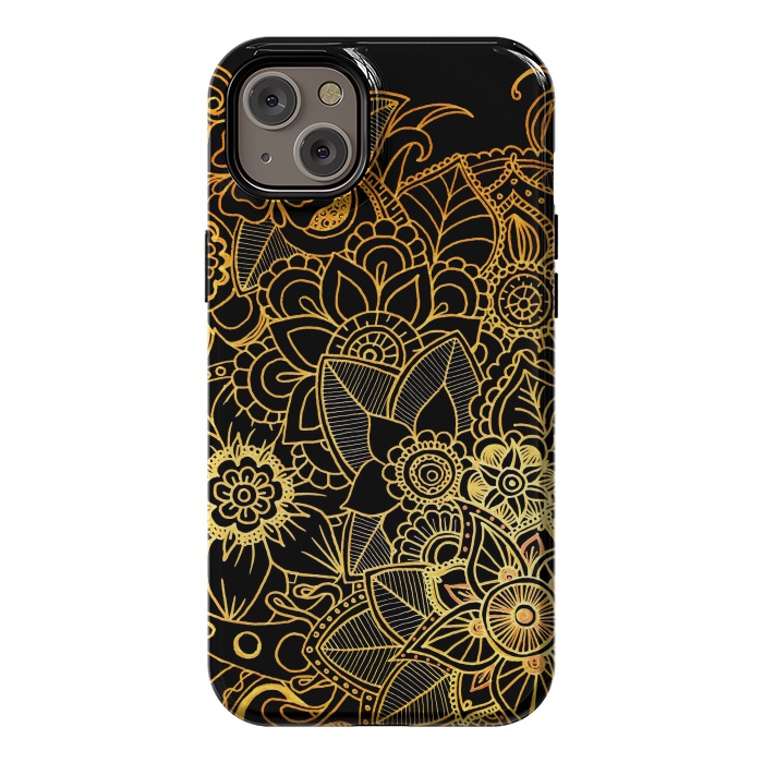 iPhone 14 Plus StrongFit Floral Doodle Gold G523 by Medusa GraphicArt