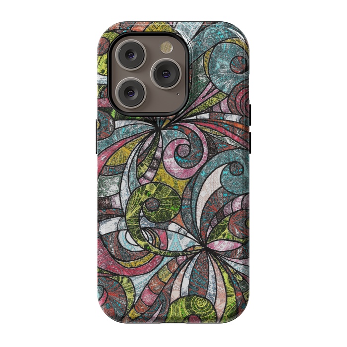 iPhone 14 Pro StrongFit Drawing Floral Zentangle G203 by Medusa GraphicArt
