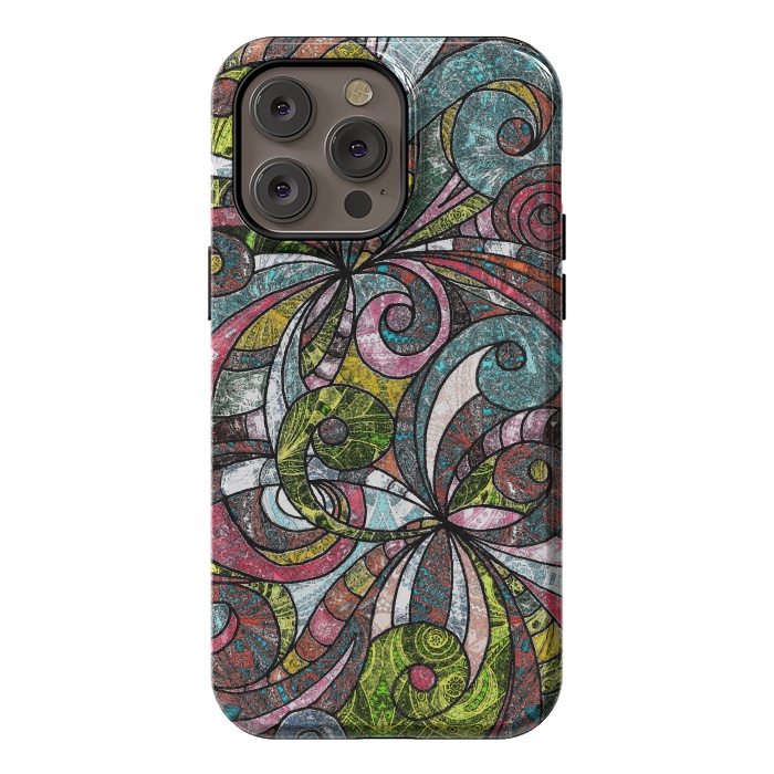 iPhone 14 Pro max StrongFit Drawing Floral Zentangle G203 by Medusa GraphicArt