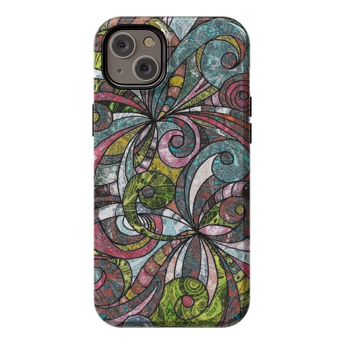 iPhone 14 Plus StrongFit Drawing Floral Zentangle G203 by Medusa GraphicArt