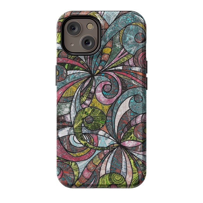 iPhone 14 StrongFit Drawing Floral Zentangle G203 by Medusa GraphicArt