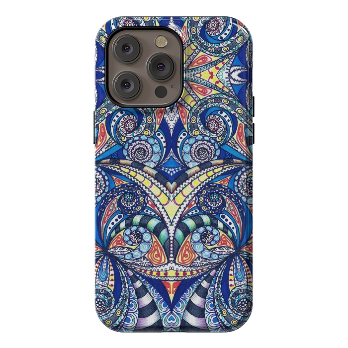 iPhone 14 Pro max StrongFit Drawing Floral Zentangle G7B by Medusa GraphicArt