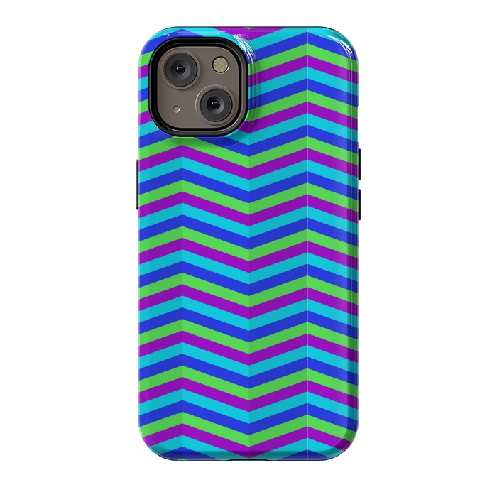 iPhone 14 StrongFit BLUE TRIANGLE LINES PATTERN by MALLIKA