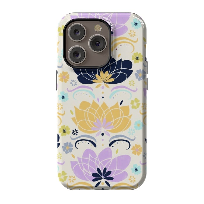 iPhone 14 Pro StrongFit Navy & Pastel Floral  by Tigatiga