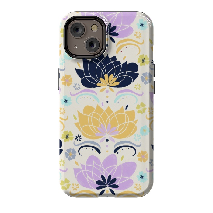 iPhone 14 StrongFit Navy & Pastel Floral  by Tigatiga
