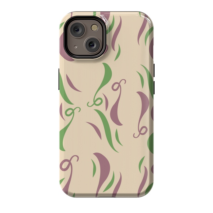 iPhone 14 StrongFit GREEN PINK FLORAL PATTERN by MALLIKA