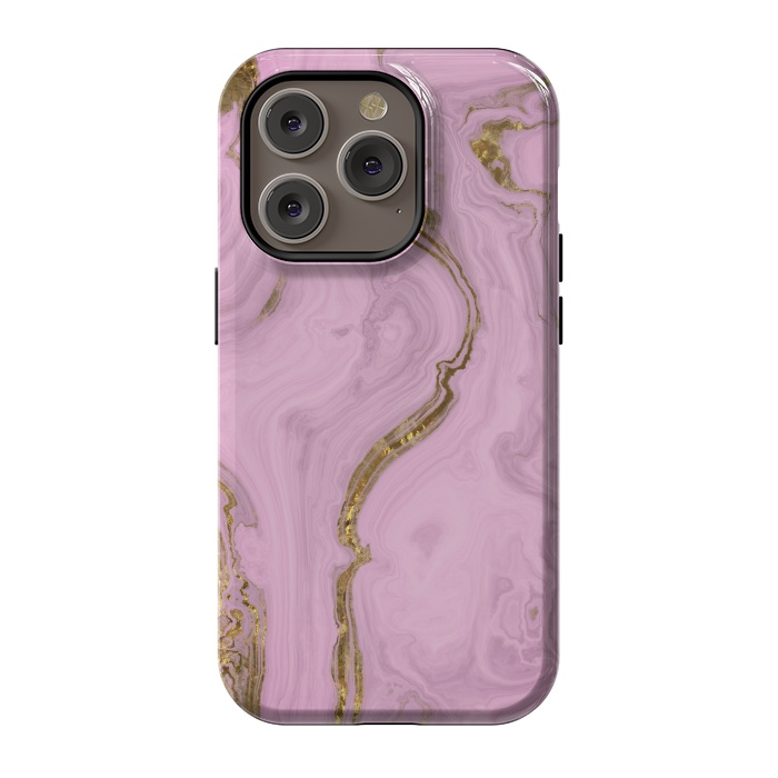 iPhone 14 Pro StrongFit Elegant Pink Marble With Gold 2 by Andrea Haase