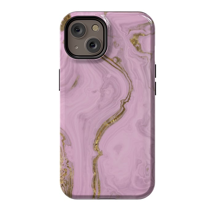 iPhone 14 StrongFit Elegant Pink Marble With Gold 2 by Andrea Haase