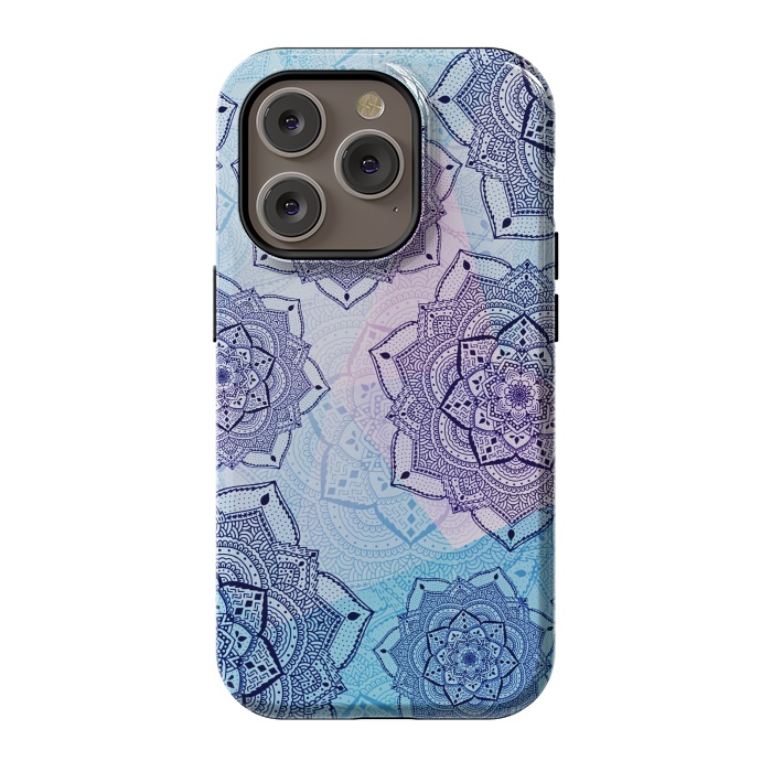 iPhone 14 Pro StrongFit Blue purple mandalas by Jms