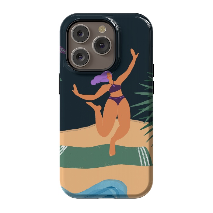 iPhone 14 Pro StrongFit Eve - Dancing Girl at Tropical Jungle Beach by  Utart