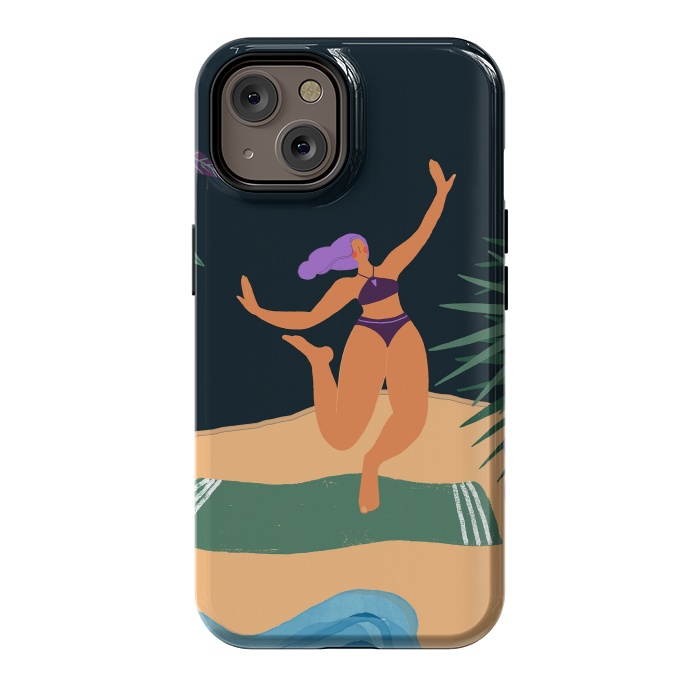 iPhone 14 StrongFit Eve - Dancing Girl at Tropical Jungle Beach by  Utart
