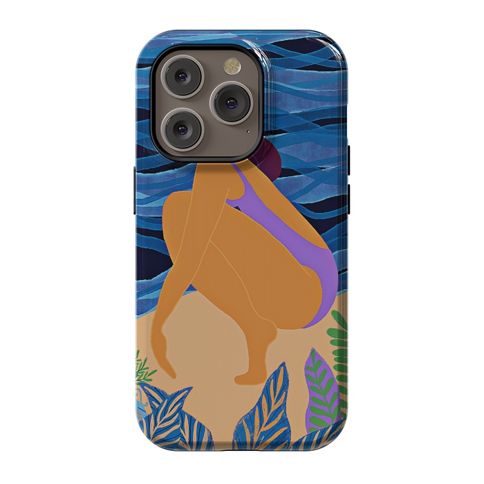 iPhone 14 Pro StrongFit Eve - Girl on Tropical Jungle Beach by  Utart