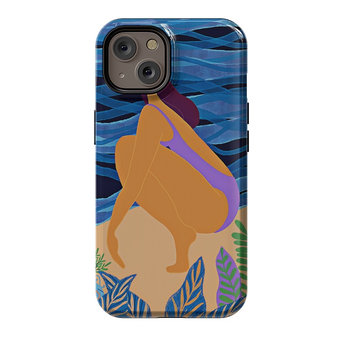 iPhone 14 StrongFit Eve - Girl on Tropical Jungle Beach by  Utart