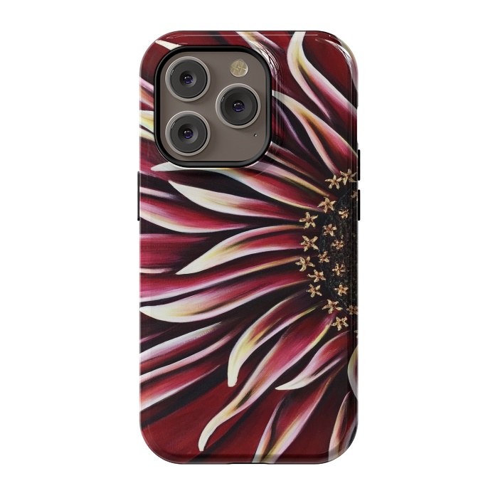 iPhone 14 Pro StrongFit Wild Red Zinnia by Denise Cassidy Wood