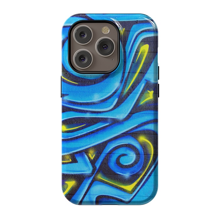 iPhone 14 Pro StrongFit Blue Yellow Graffiti by Andrea Haase