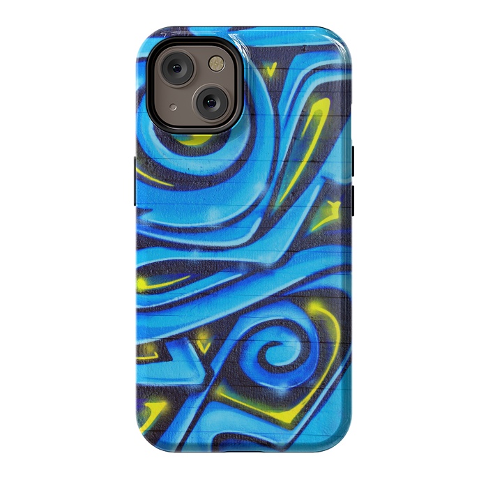 iPhone 14 StrongFit Blue Yellow Graffiti by Andrea Haase