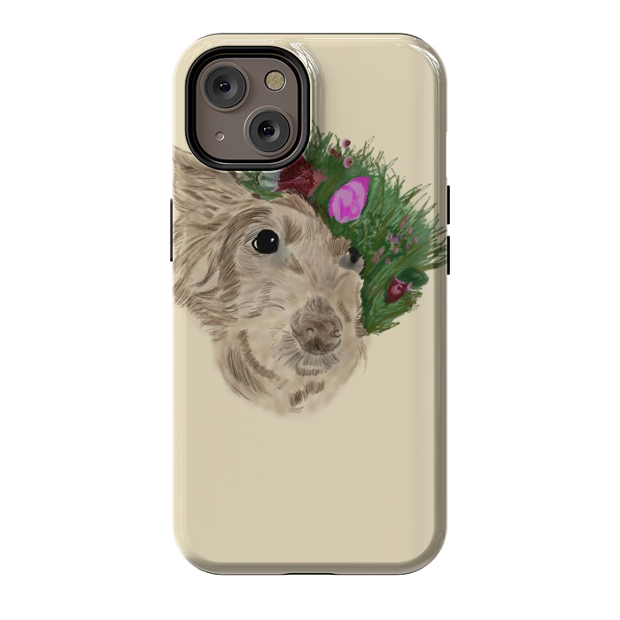 iPhone 14 StrongFit Flowers with dog by Merveilleux Clement