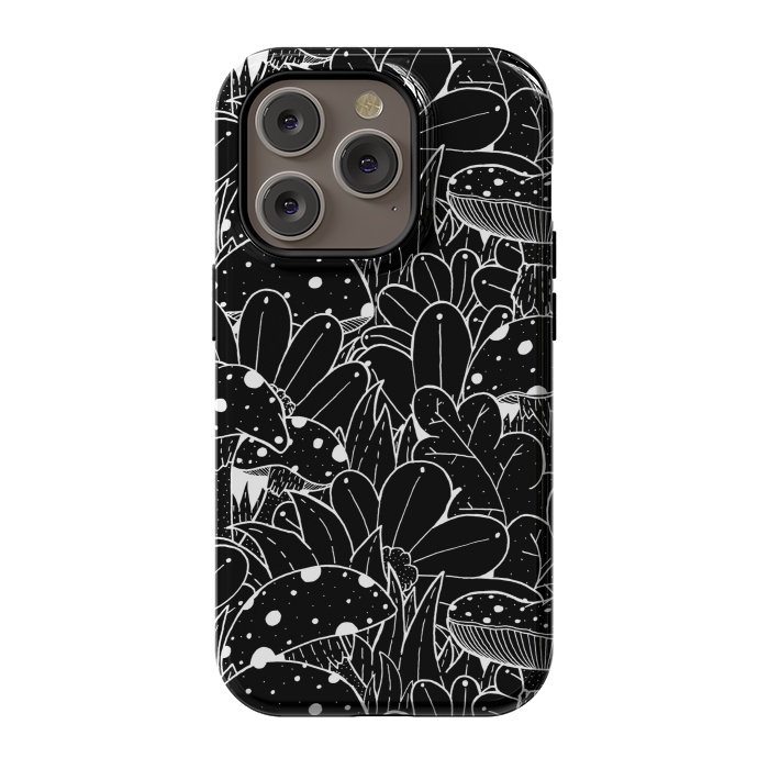 iPhone 14 Pro StrongFit Black and white autumn pattern by Steve Wade (Swade)