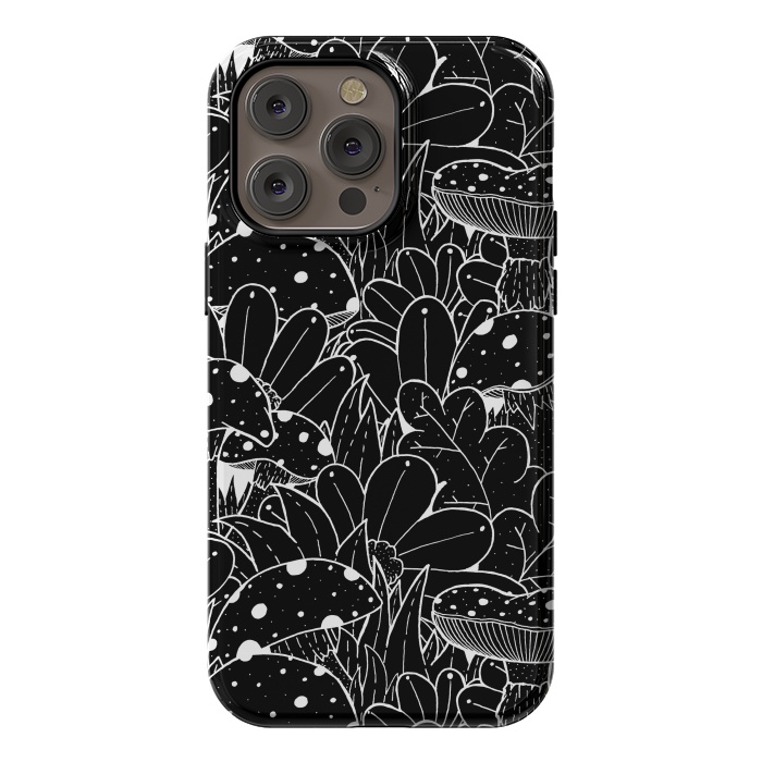 iPhone 14 Pro max StrongFit Black and white autumn pattern by Steve Wade (Swade)