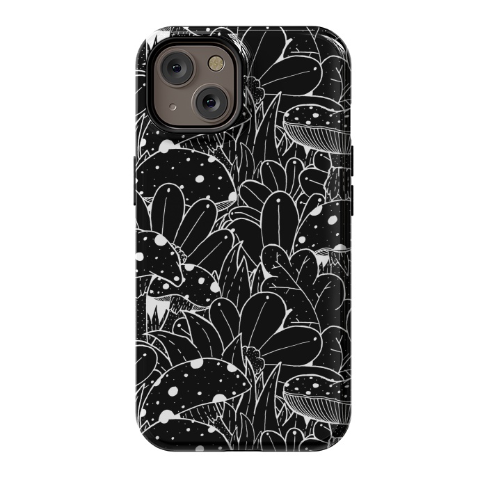 iPhone 14 StrongFit Black and white autumn pattern by Steve Wade (Swade)