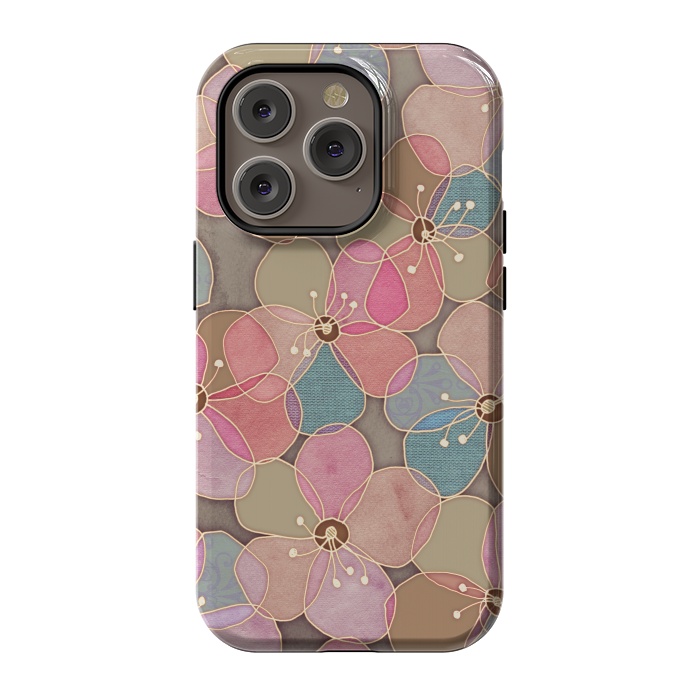 iPhone 14 Pro StrongFit Simple Floral in Soft Neutrals and Pink by Micklyn Le Feuvre