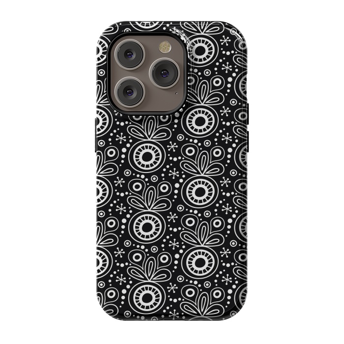 iPhone 14 Pro StrongFit Abstract Doodle Pattern Black by Majoih