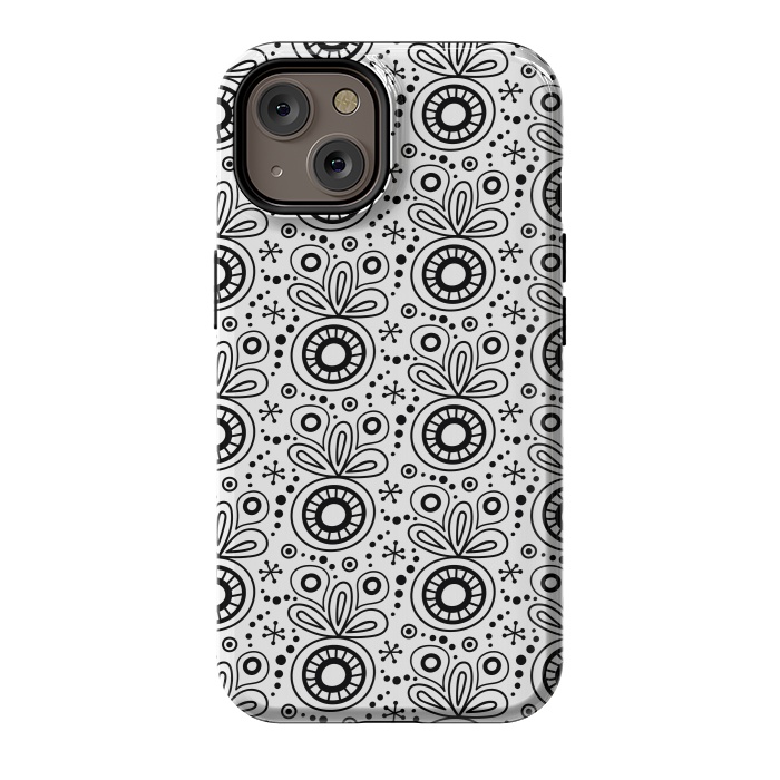iPhone 14 StrongFit Abstract Doodle Pattern White by Majoih