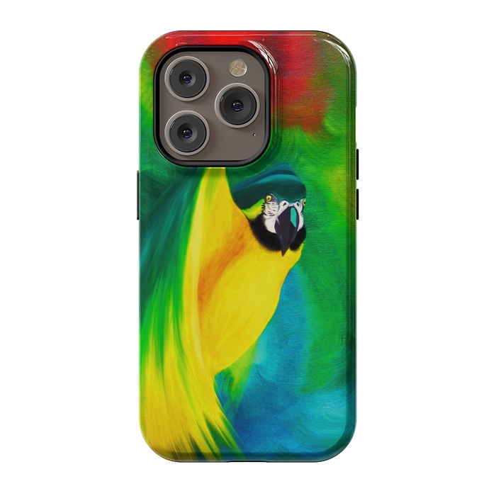 iPhone 14 Pro StrongFit Macaw Parrot Ara Oil on Canvas Painting  by BluedarkArt
