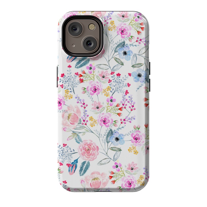 iPhone 14 StrongFit Vintage floral Watercolor hand paint design by InovArts