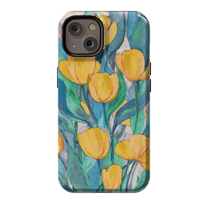 iPhone 14 StrongFit Blooming Golden Tulips in Gouache  by Micklyn Le Feuvre