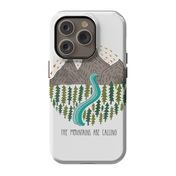 iPhone 14 Pro StrongFit Mountains Are Calling by Pom Graphic Design