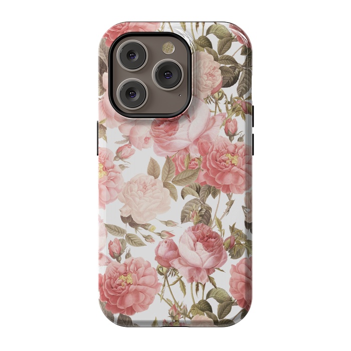 iPhone 14 Pro StrongFit Peach Victorian Roses by  Utart