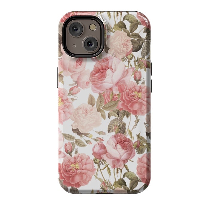 iPhone 14 StrongFit Peach Victorian Roses by  Utart