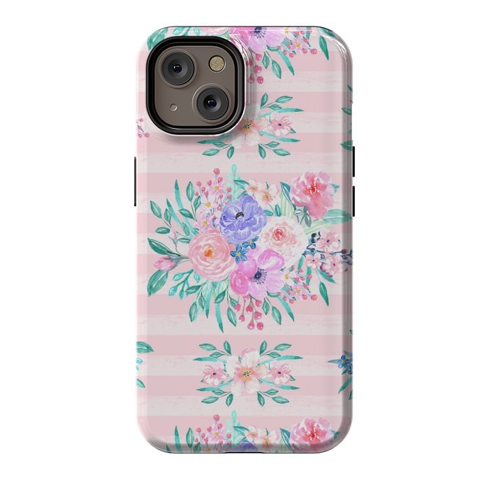 iPhone 14 StrongFit Beautiful watercolor garden floral paint by InovArts