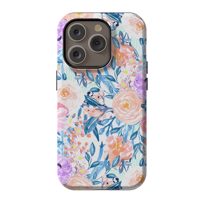 iPhone 14 Pro StrongFit Modern watercolor garden floral paint by InovArts